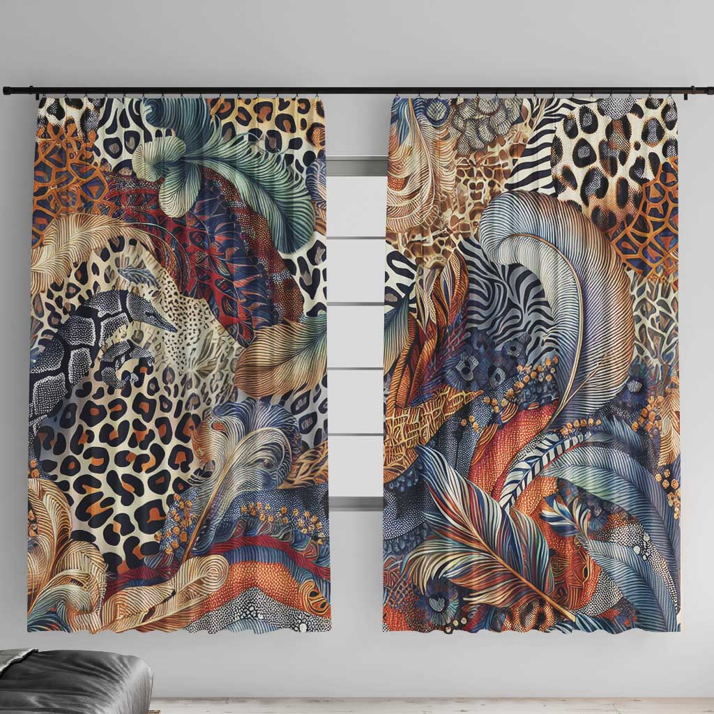 African Wild Animal Skins Window Curtain Unique Leopard Zebra And Snake Patterns - African Pride
