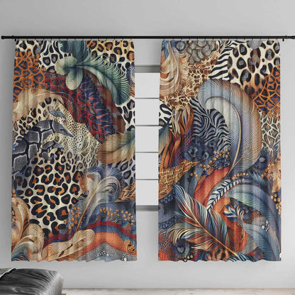 African Wild Animal Skins Window Curtain Unique Leopard Zebra And Snake Patterns - African Pride