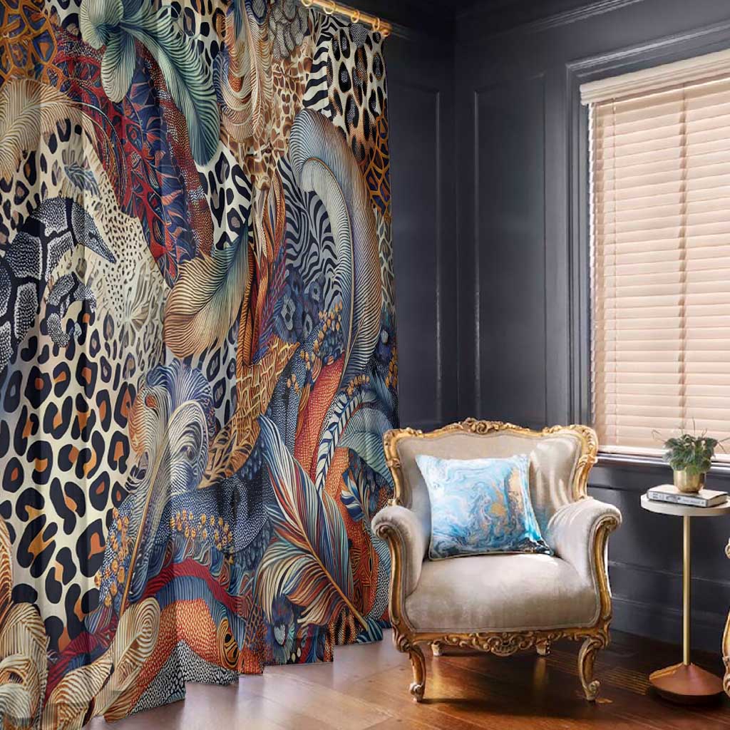 African Wild Animal Skins Window Curtain Unique Leopard Zebra And Snake Patterns - African Pride