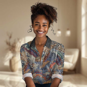 African Wild Animal Skins Women Casual Shirt Unique Leopard Zebra And Snake Patterns - African Pride