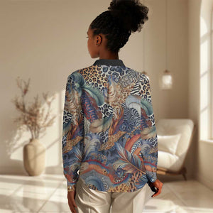 African Wild Animal Skins Women Casual Shirt Unique Leopard Zebra And Snake Patterns - African Pride