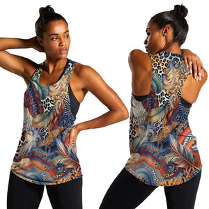 African Wild Animal Skins Women Racerback Tank Unique Leopard Zebra And Snake Patterns - African Pride