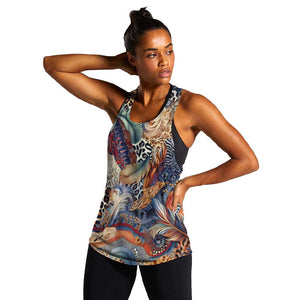 African Wild Animal Skins Women Racerback Tank Unique Leopard Zebra And Snake Patterns - African Pride