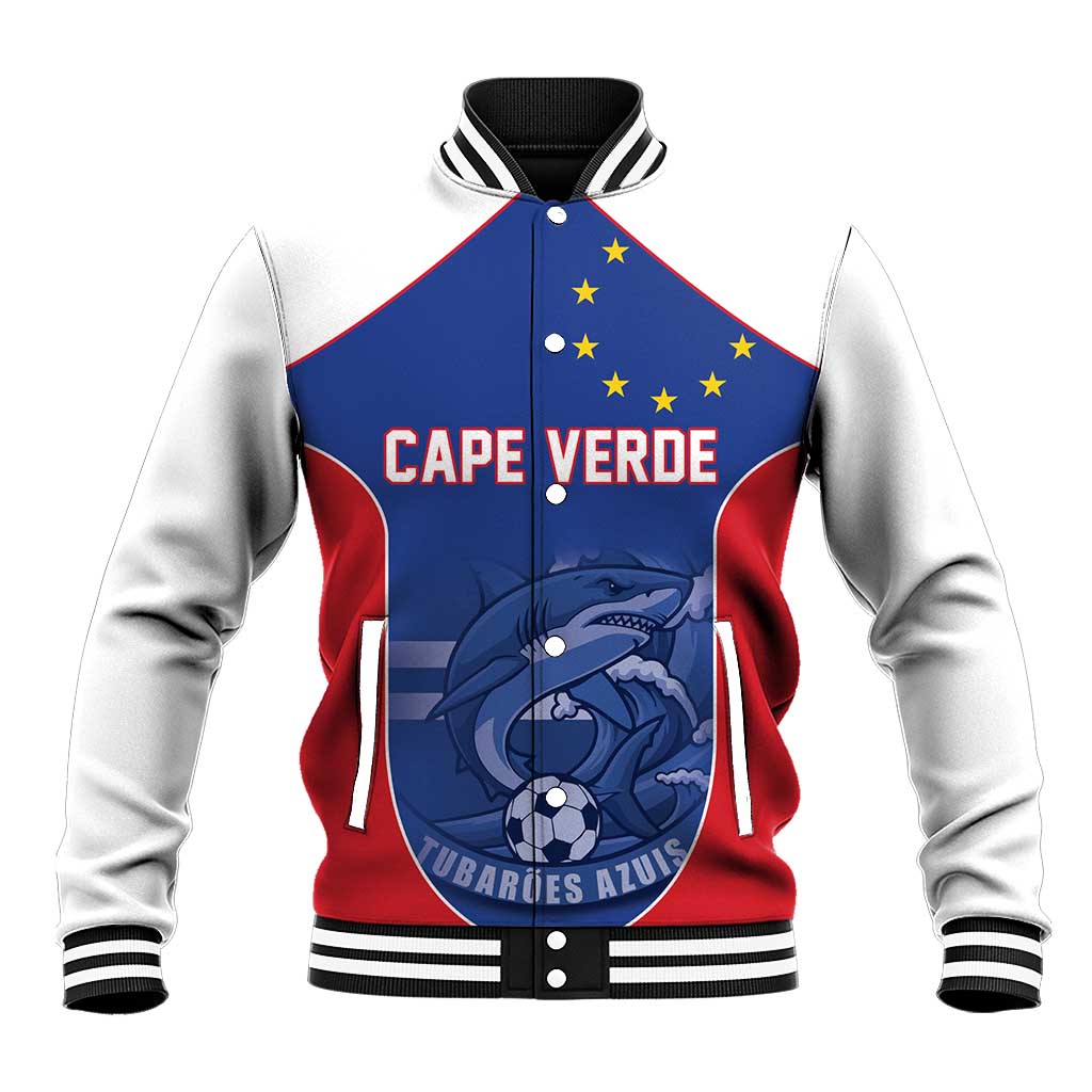 World Football 2026 Cape Verde Custom Baseball Jacket Tubaroes Azuis Blue Shark - African Pride
