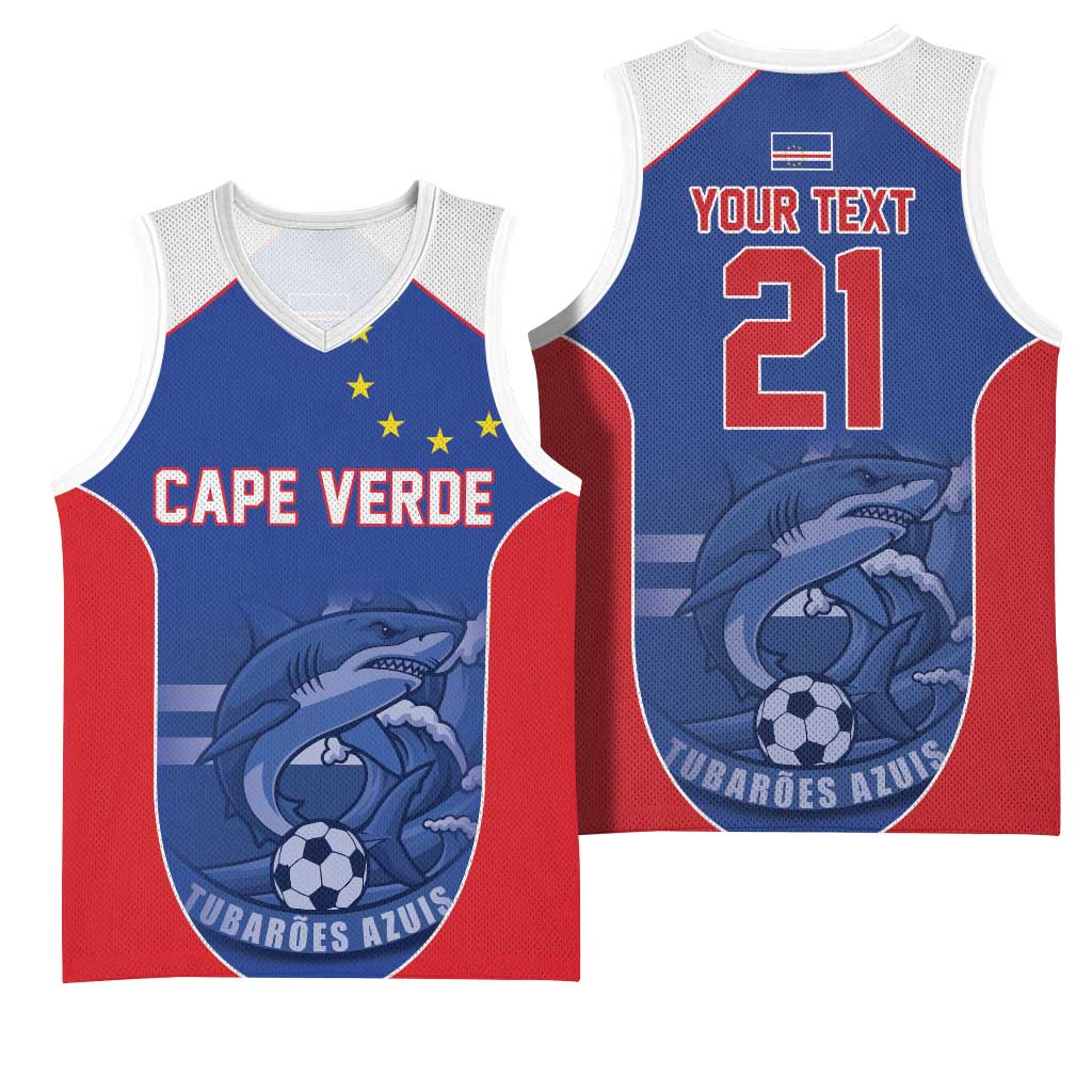 World Football 2026 Cape Verde Custom Basketball Jersey Tubaroes Azuis Blue Shark - African Pride