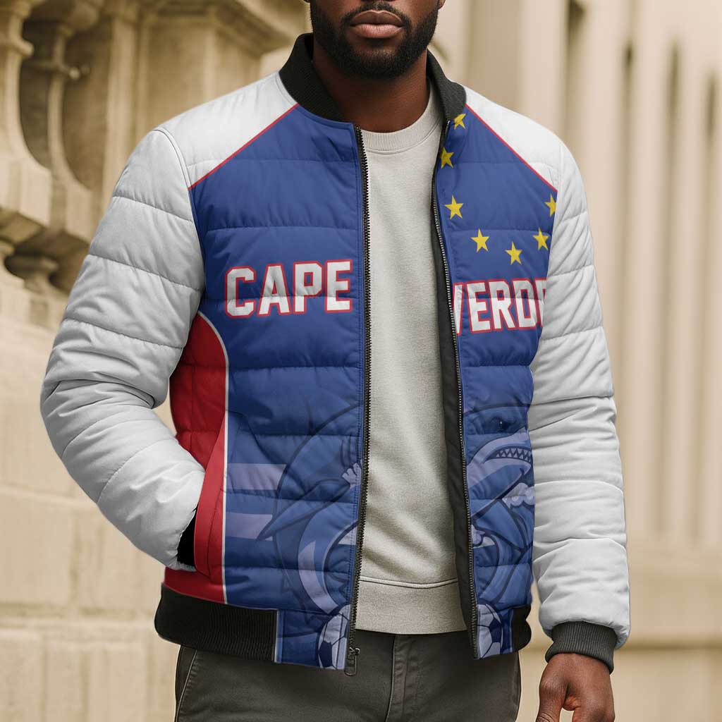 World Football 2026 Cape Verde Custom Bomber Puffer Jacket Tubaroes Azuis Blue Shark - African Pride
