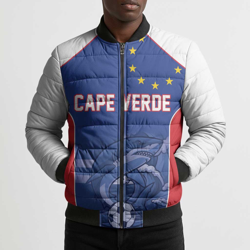 World Football 2026 Cape Verde Custom Bomber Puffer Jacket Tubaroes Azuis Blue Shark - African Pride