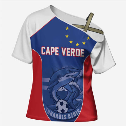 World Football 2026 Cape Verde Custom Cross Shoulder Shirt Tubaroes Azuis Blue Shark - African Pride