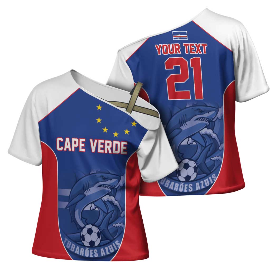 World Football 2026 Cape Verde Custom Cross Shoulder Shirt Tubaroes Azuis Blue Shark - African Pride