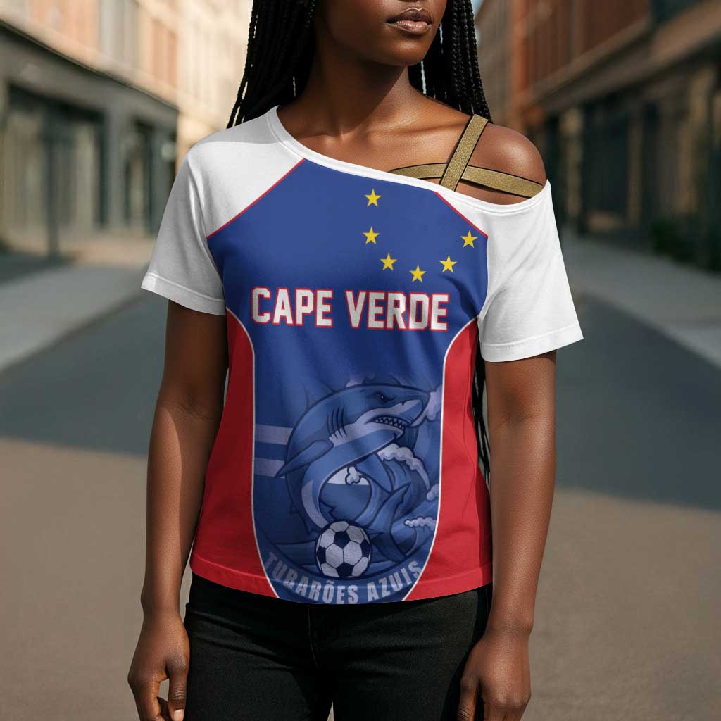World Football 2026 Cape Verde Custom Cross Shoulder Shirt Tubaroes Azuis Blue Shark - African Pride