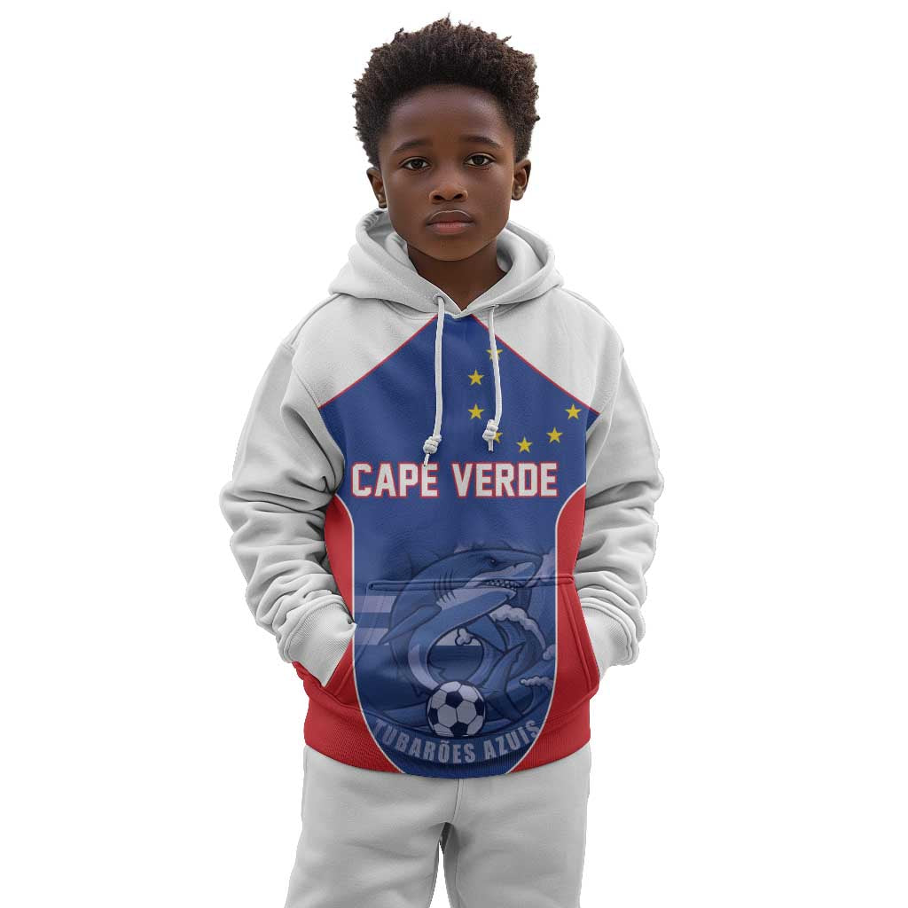 World Football 2026 Cape Verde Custom Kid Hoodie Tubaroes Azuis Blue Shark - African Pride