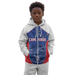 World Football 2026 Cape Verde Custom Kid Hoodie Tubaroes Azuis Blue Shark - African Pride