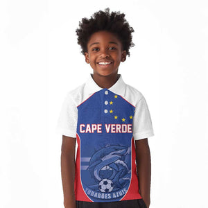 World Football 2026 Cape Verde Custom Kid Polo Shirt Tubaroes Azuis Blue Shark - African Pride