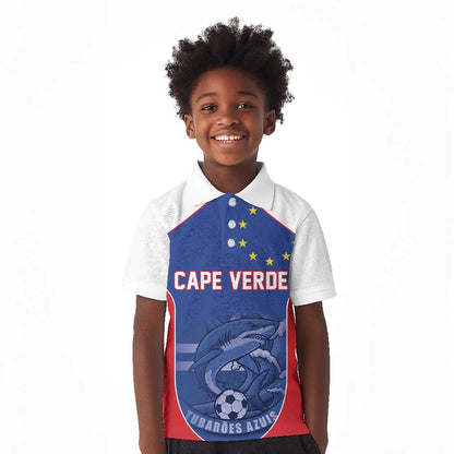 World Football 2026 Cape Verde Custom Kid Polo Shirt Tubaroes Azuis Blue Shark - African Pride