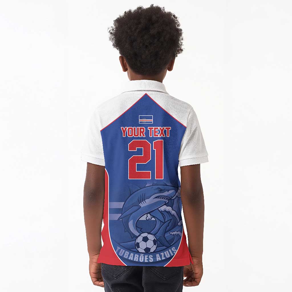 World Football 2026 Cape Verde Custom Kid Polo Shirt Tubaroes Azuis Blue Shark - African Pride