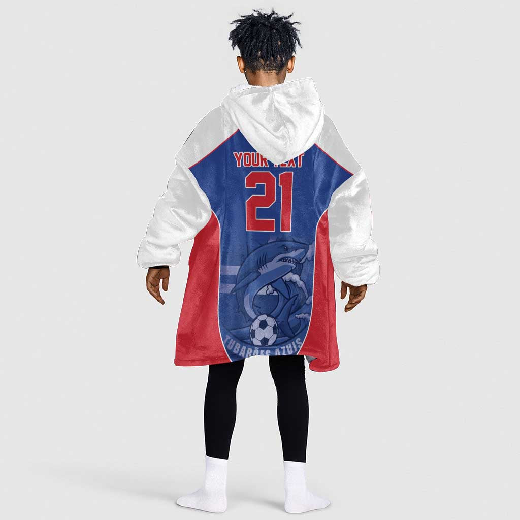 World Football 2026 Cape Verde Custom Kid Wearable Blanket Hoodie Tubaroes Azuis Blue Shark - African Pride