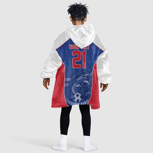 World Football 2026 Cape Verde Custom Kid Wearable Blanket Hoodie Tubaroes Azuis Blue Shark - African Pride