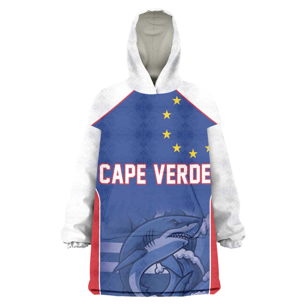 World Football 2026 Cape Verde Custom Kid Wearable Blanket Hoodie Tubaroes Azuis Blue Shark - African Pride