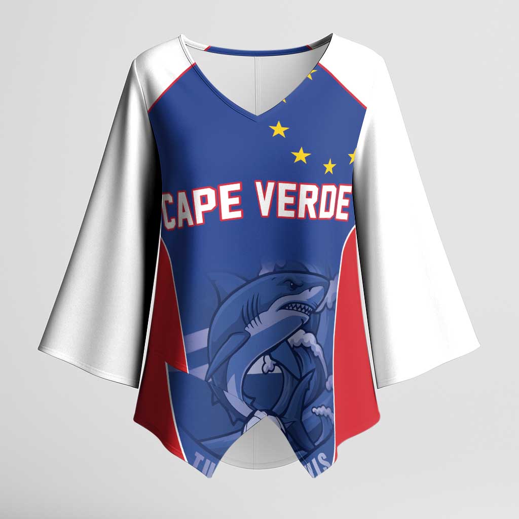 World Football 2026 Cape Verde Custom Kimono Sleeve Blouse Tubaroes Azuis Blue Shark - African Pride