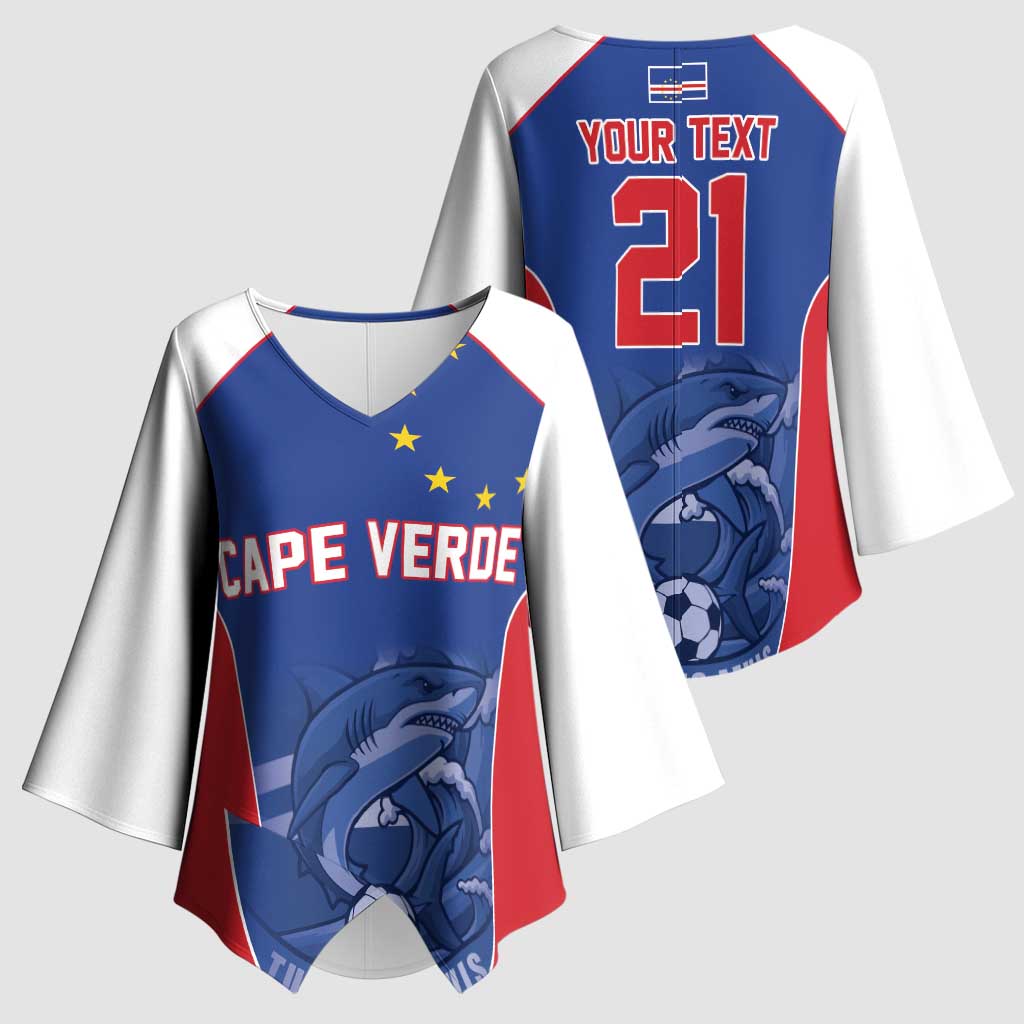 World Football 2026 Cape Verde Custom Kimono Sleeve Blouse Tubaroes Azuis Blue Shark - African Pride