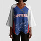 World Football 2026 Cape Verde Custom Kimono Sleeve Blouse Tubaroes Azuis Blue Shark - African Pride