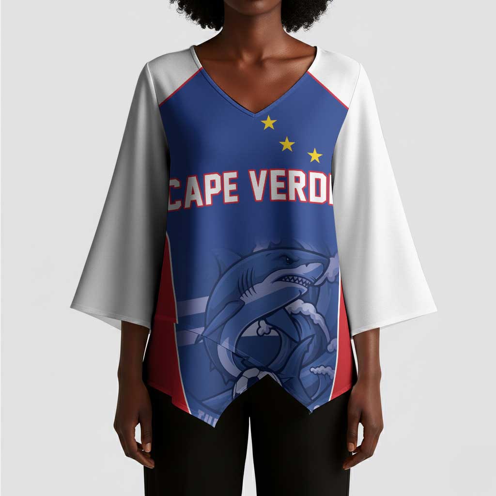 World Football 2026 Cape Verde Custom Kimono Sleeve Blouse Tubaroes Azuis Blue Shark - African Pride