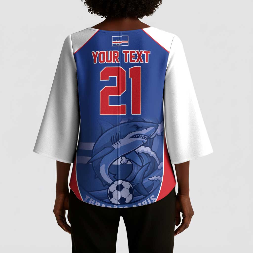 World Football 2026 Cape Verde Custom Kimono Sleeve Blouse Tubaroes Azuis Blue Shark - African Pride