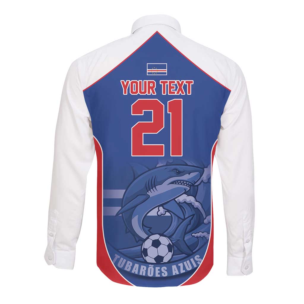 World Football 2026 Cape Verde Custom Long Sleeve Button Shirt Tubaroes Azuis Blue Shark - African Pride