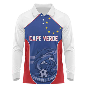 World Football 2026 Cape Verde Custom Long Sleeve Polo Shirt Tubaroes Azuis Blue Shark - African Pride