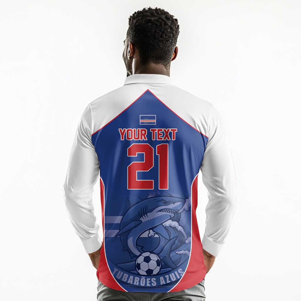 World Football 2026 Cape Verde Custom Long Sleeve Polo Shirt Tubaroes Azuis Blue Shark - African Pride