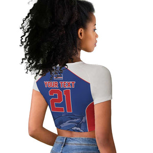 World Football 2026 Cape Verde Custom Raglan Cropped T shirt Tubaroes Azuis Blue Shark - African Pride