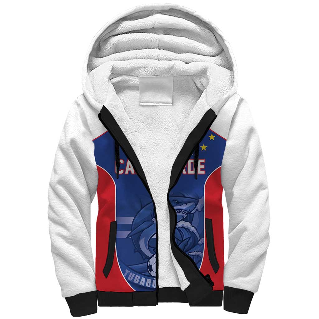 World Football 2026 Cape Verde Custom Sherpa Hoodie Tubaroes Azuis Blue Shark - African Pride