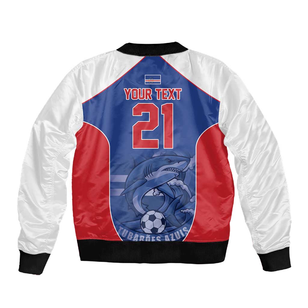 World Football 2026 Cape Verde Custom Sleeve Zip Bomber Jacket Tubaroes Azuis Blue Shark - African Pride