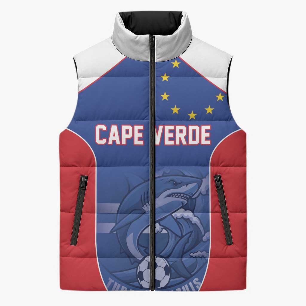 World Football 2026 Cape Verde Custom Sleeveless Puffer Jacket Tubaroes Azuis Blue Shark - African Pride