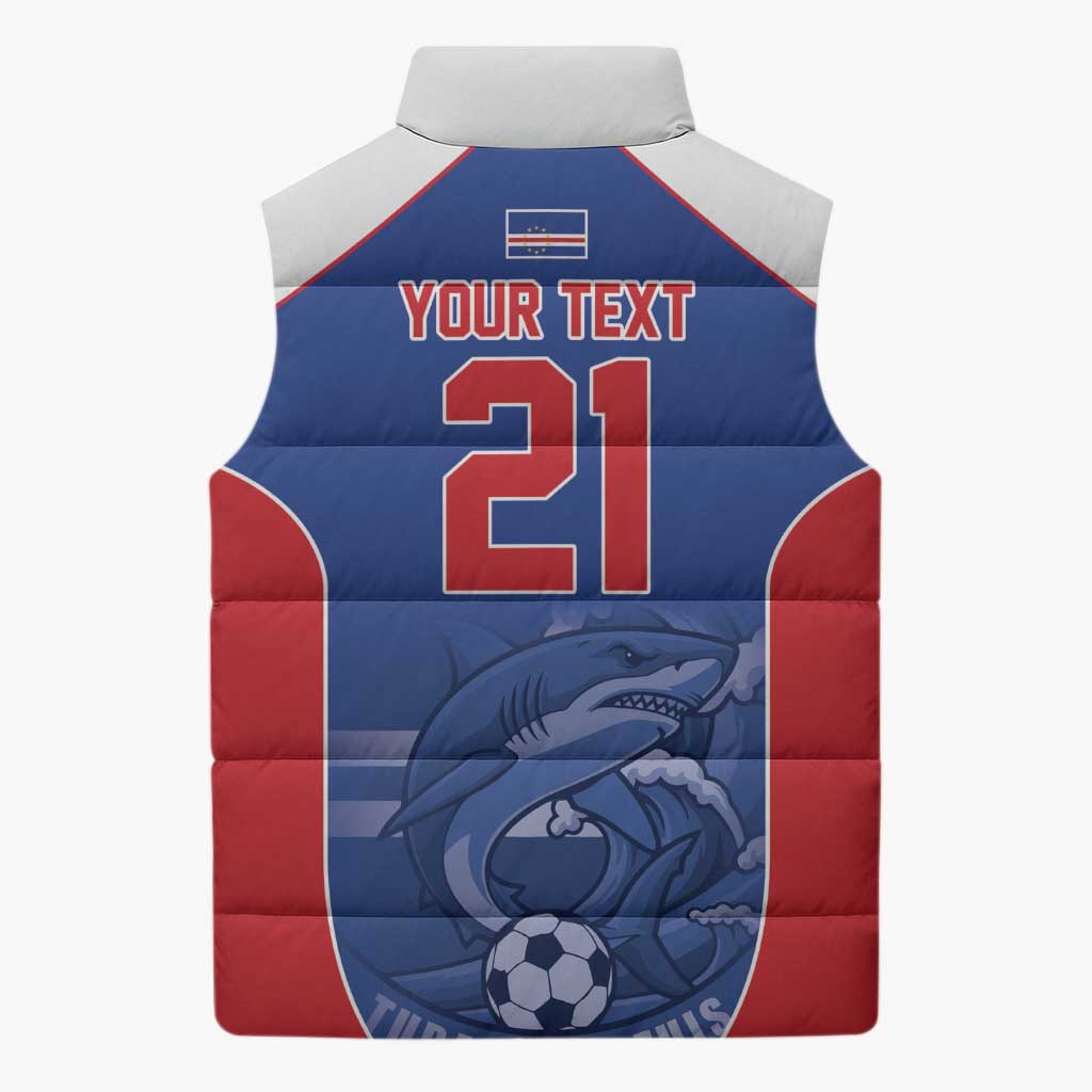 World Football 2026 Cape Verde Custom Sleeveless Puffer Jacket Tubaroes Azuis Blue Shark - African Pride