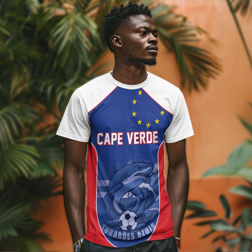 World Football 2026 Cape Verde Custom T shirt Tubaroes Azuis Blue Shark - African Pride