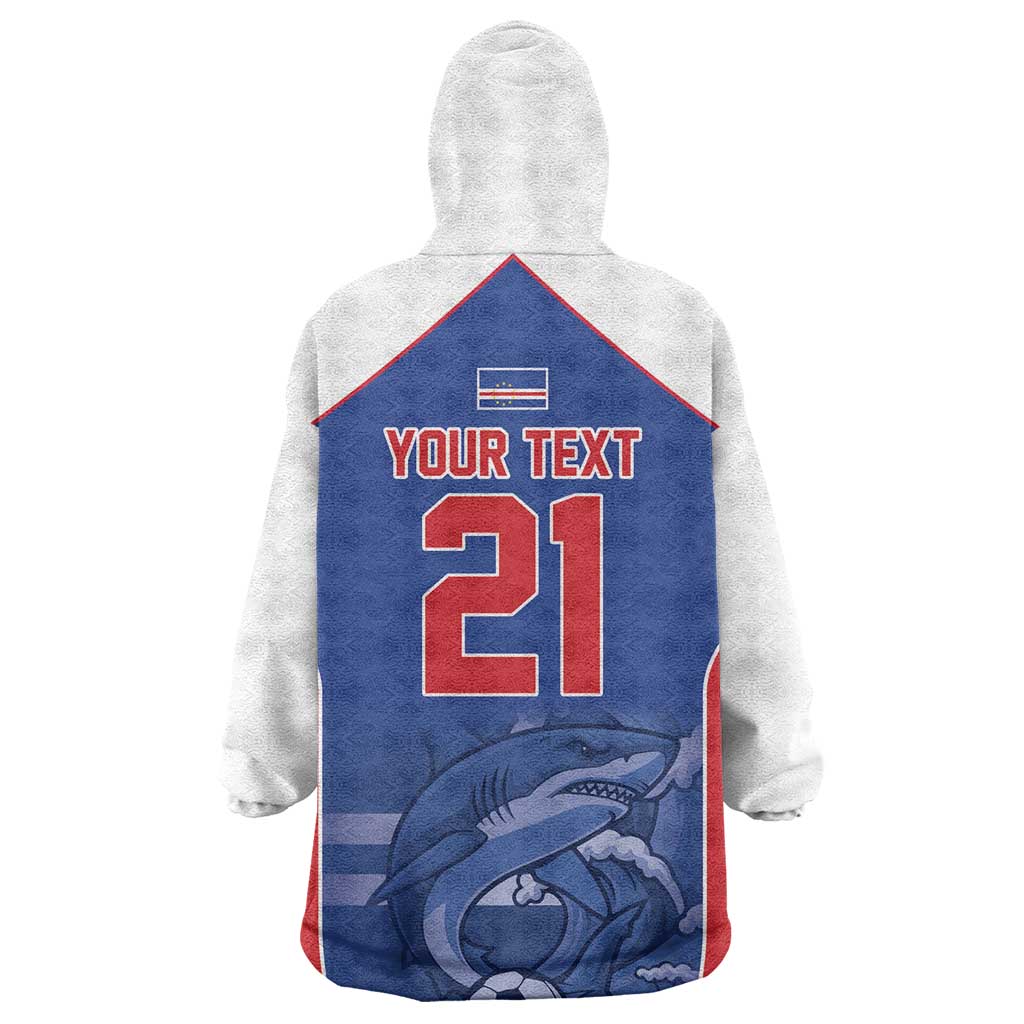 World Football 2026 Cape Verde Custom Wearable Blanket Hoodie Tubaroes Azuis Blue Shark - African Pride
