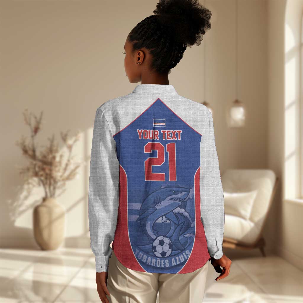 World Football 2026 Cape Verde Custom Women Casual Shirt Tubaroes Azuis Blue Shark - African Pride