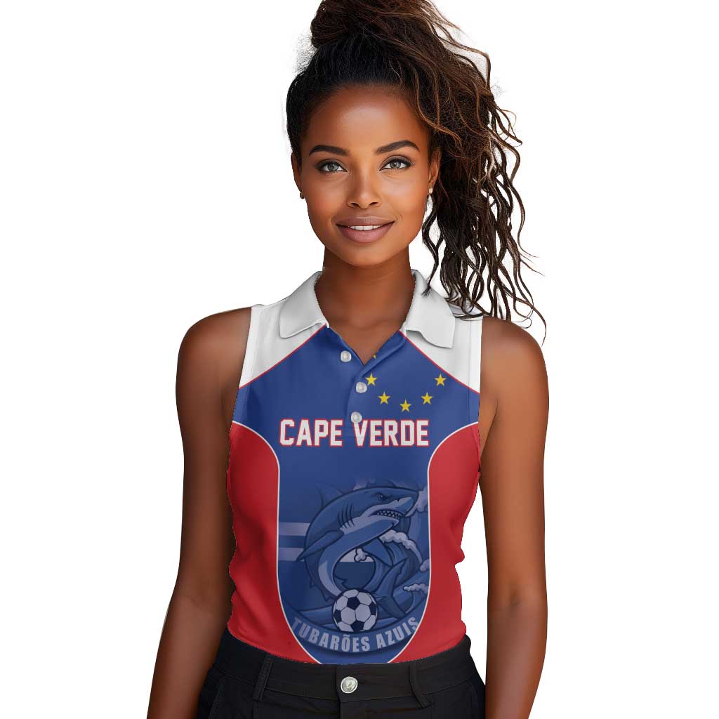 World Football 2026 Cape Verde Custom Women Sleeveless Polo Shirt Tubaroes Azuis Blue Shark - African Pride