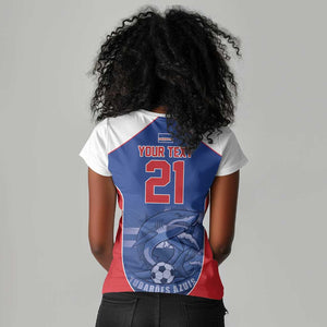 World Football 2026 Cape Verde Custom Women V-Neck T-Shirt Tubaroes Azuis Blue Shark - African Pride