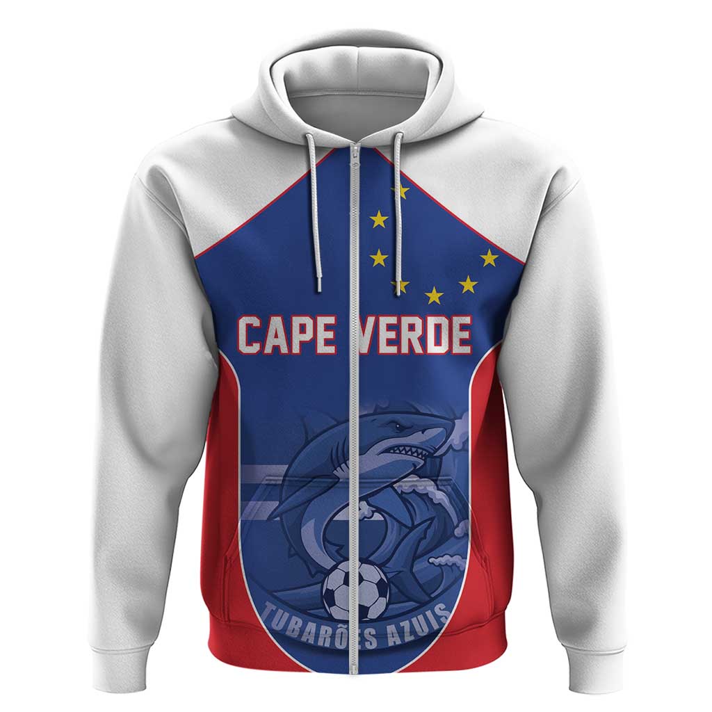 World Football 2026 Cape Verde Custom Zip Hoodie Tubaroes Azuis Blue Shark - African Pride