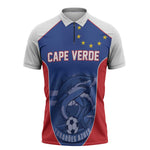 World Football 2026 Cape Verde Custom Zipper Polo Shirt Tubaroes Azuis Blue Shark - African Pride
