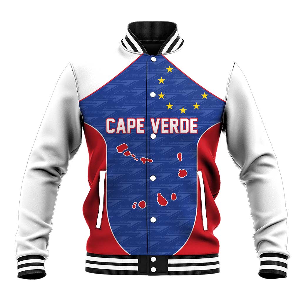 World Football 2026 Cape Verde Custom Baseball Jacket Tubaroes Azuis Verde Simple Map - African Pride
