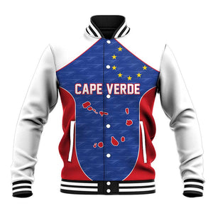 World Football 2026 Cape Verde Custom Baseball Jacket Tubaroes Azuis Verde Simple Map - African Pride