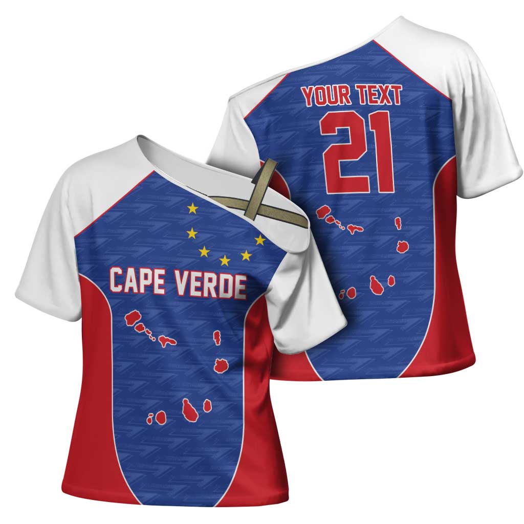 World Football 2026 Cape Verde Custom Cross Shoulder Shirt Tubaroes Azuis Verde Simple Map - African Pride