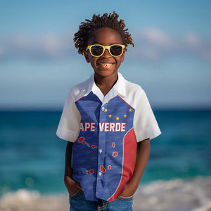 World Football 2026 Cape Verde Custom Kid Hawaiian Shirt Tubaroes Azuis Verde Simple Map - African Pride