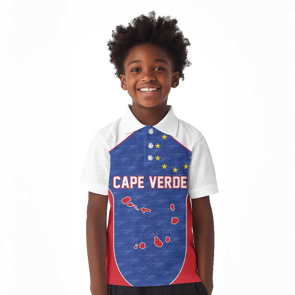 World Football 2026 Cape Verde Custom Kid Polo Shirt Tubaroes Azuis Verde Simple Map - African Pride