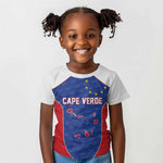 World Football 2026 Cape Verde Custom Kid T shirt Tubaroes Azuis Verde Simple Map - African Pride