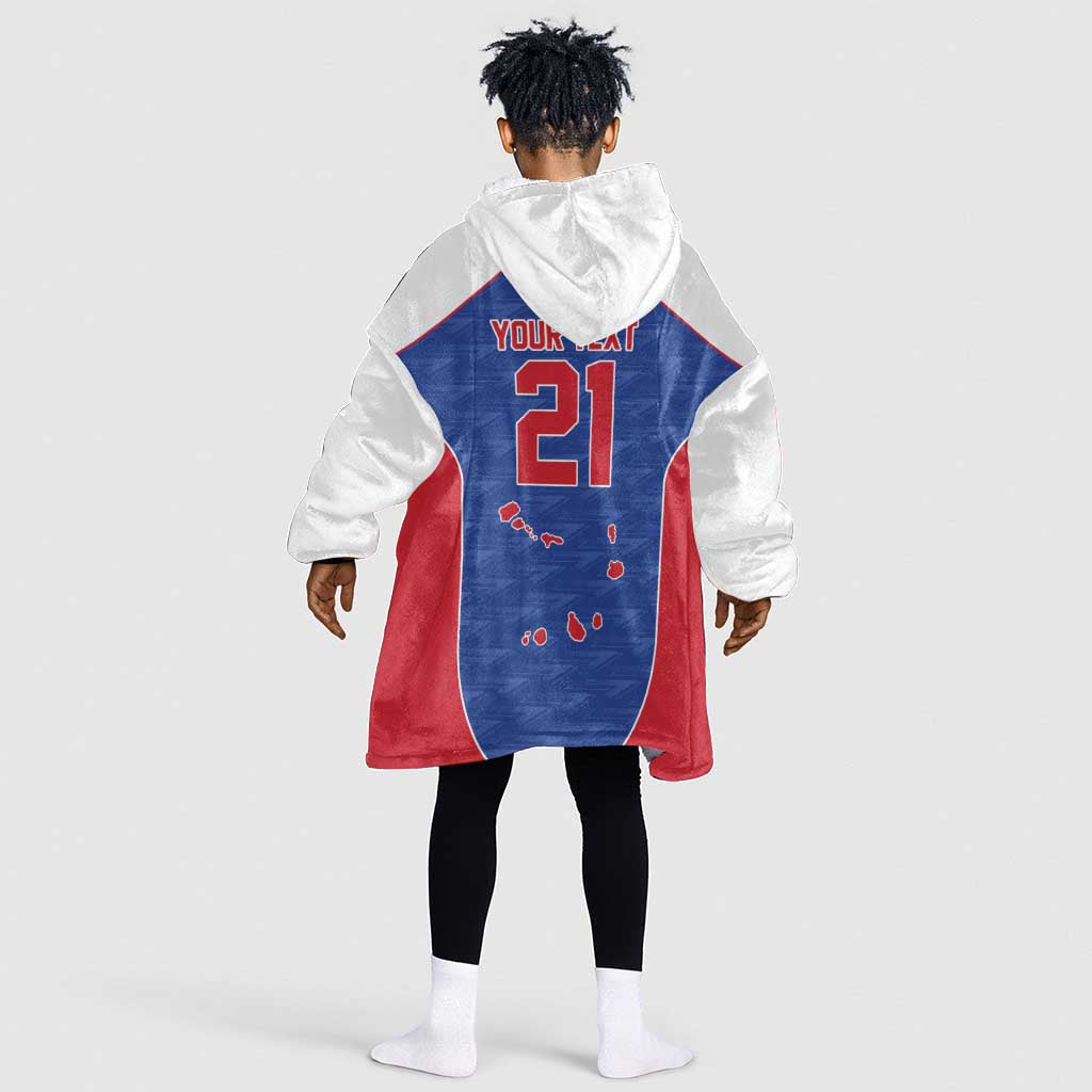 World Football 2026 Cape Verde Custom Kid Wearable Blanket Hoodie Tubaroes Azuis Verde Simple Map - African Pride