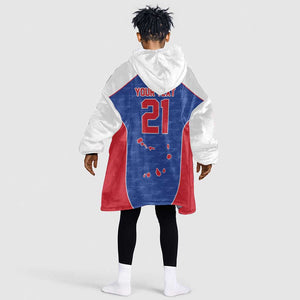World Football 2026 Cape Verde Custom Kid Wearable Blanket Hoodie Tubaroes Azuis Verde Simple Map - African Pride